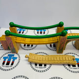 Suspension Bridge with Track Rare #1 Slightly Ripping Stickers Clickity Clack Wooden - Used