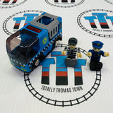 Police Car with Siren and 2 Figures Hape Train Wooden - Used