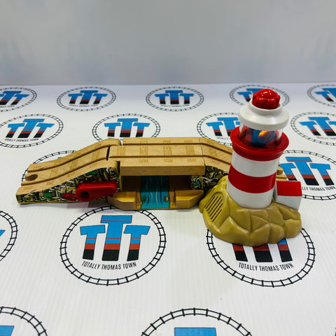 Lighthouse & Drawbridge with Lights and Sound #1 VERY Stiff to Lift Wooden - Used