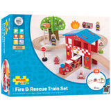 Fire & Rescue Train Set BIGJIGS Rail Wooden - New in Box