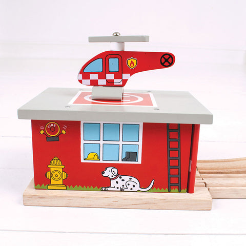 Fire Station Shed BIGJIGS Rail Wooden - New in Box