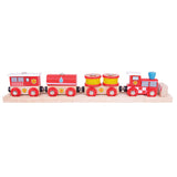 Fire and Rescue Trains with Buffer and Track BIGJIGS Rail Wooden - New in Box