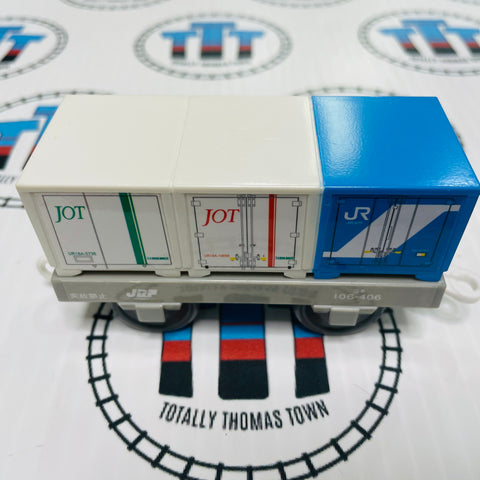 Container Cargo Car Blue and White Used - TOMY