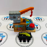 Brendam Fishing Dock with 3 Fish (Marked/ 2 Glued Tails) & Egg Cargo Car Fair Condition Wooden - Used