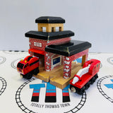Fire Station #5 Fair Condition with Fire Train and Truck (2000) Wooden - Used