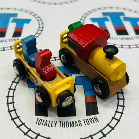 BRIO Vintage Children’s Train with 1 Car 3 Figures #33416 Wooden - Used