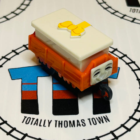 Orange Troublesome Truck with Present Missing Stickers Pull Along Capsule Plarail - Used