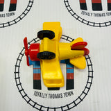 Sodor Airfield Set with Duck (Writing on Bottom), Flatbed and Tiger Moth (2001) Clickity Clack Wooden - Used in Marked Box