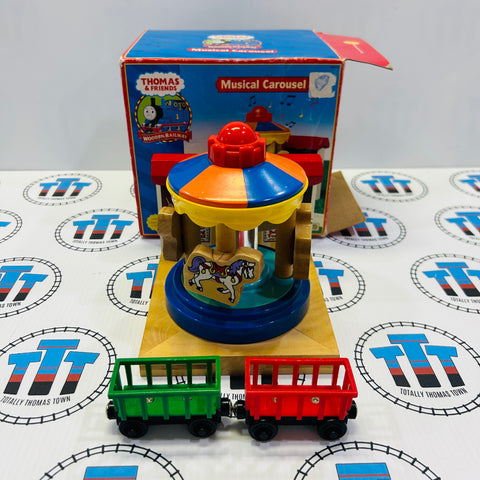 Musical Carousel with Box #2 (Horses Chipping Magnets/Different Cargo Car) Wooden - Used
