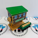 Sodor Log Loader with Log Car (1997) and 3 Logs Marked Track Clickity Clack #2 Wooden - Used