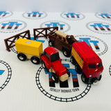 BRIO 33719 Farm Railway Set with Trains Missing Sign Damaged Knob (doesn’t affect use) Wooden - Used