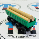 Sodor Log Loader with Log Car (1996) and 3 Logs #2 Good Condition Wooden - Used