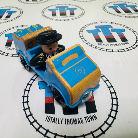 Sir Topham Hatt's Car in Hay with Figure (Thomas Wood Unpainted Mattel) Good Condition Wooden - Used