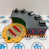 Roundhouse with Turntable (Stained) #2 Chip in Track (Doesn't Affect Use) Older Style Roof Wooden - Used