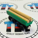 Sodor Log Loader with Log Car (1996) and 3 Logs #2 Good Condition Wooden - Used