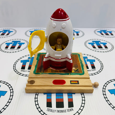 BRIO Curious George Light & Sound Rocket Base (Poor Condition Figure) 32911 Wooden - Used