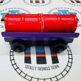 Purple Barrel Car with Damaged Oil and Petrol Barrels Poor Condition Wooden - Used