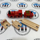 Big Red Engine with Track and Buffer BIGJIGS Rail Wooden - New no Box