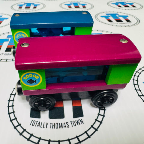 Aquarium Cars Square with Shark and Squid (Learning Curve 2002) Good Condition #2 Wooden - Used