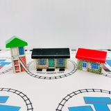 Set of 3 Buildings #1 Fair Condition Ripping Stickers Thomas Brand Wooden - Used
