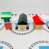 Set of 3 Buildings #1 Fair Condition Ripping Stickers Thomas Brand Wooden - Used