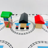 Set of 3 Buildings #1 Fair Condition Ripping Stickers Thomas Brand Wooden - Used