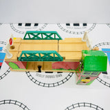 Lifting Bridge with Ascending Track #16 Roof Chipping Paint/Signs No Stickers Wooden - Used
