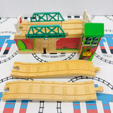 Lifting Bridge with Ascending Track #16 Roof Chipping Paint/Signs No Stickers Wooden - Used