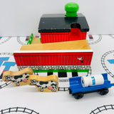 Sodor Dairy Farm with 2 Cows, 1 Milk Barrel and 1 Barrel Car #2 Rare Wooden - Used