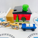 Sodor Dairy Farm with 2 Cows, 1 Milk Barrel and 1 Barrel Car #2 Rare Wooden - Used