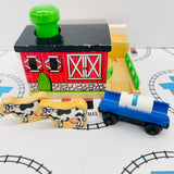 Sodor Dairy Farm with 2 Cows, 1 Milk Barrel and 1 Barrel Car #2 Rare Wooden - Used