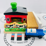 Sodor Dairy Farm with 2 Cows, 1 Milk Barrel and 1 Barrel Car #2 Rare Wooden - Used