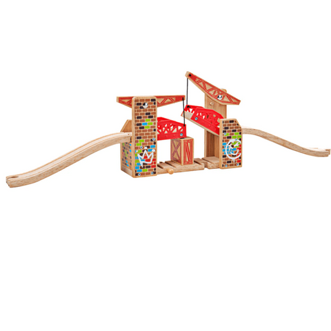 Double Lifting Graffiti Bridge BIGJIGS Rail Wooden - New in Box