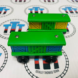 Box Car Green Pair (Learning Curve 2000) Good Condition Wooden - Used