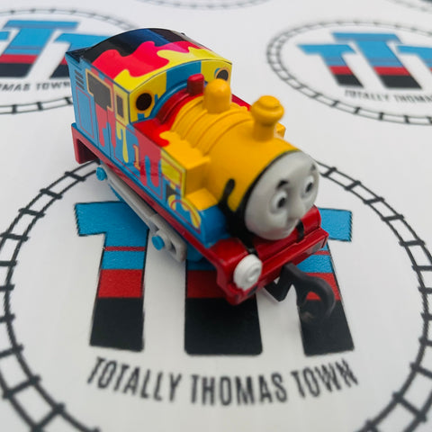 Paint Splattered Thomas Newer Face Capsule Plarail Pull Along - Used