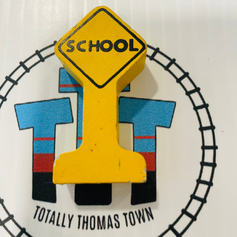 School Sign Retired Fair Condition Wooden - Used